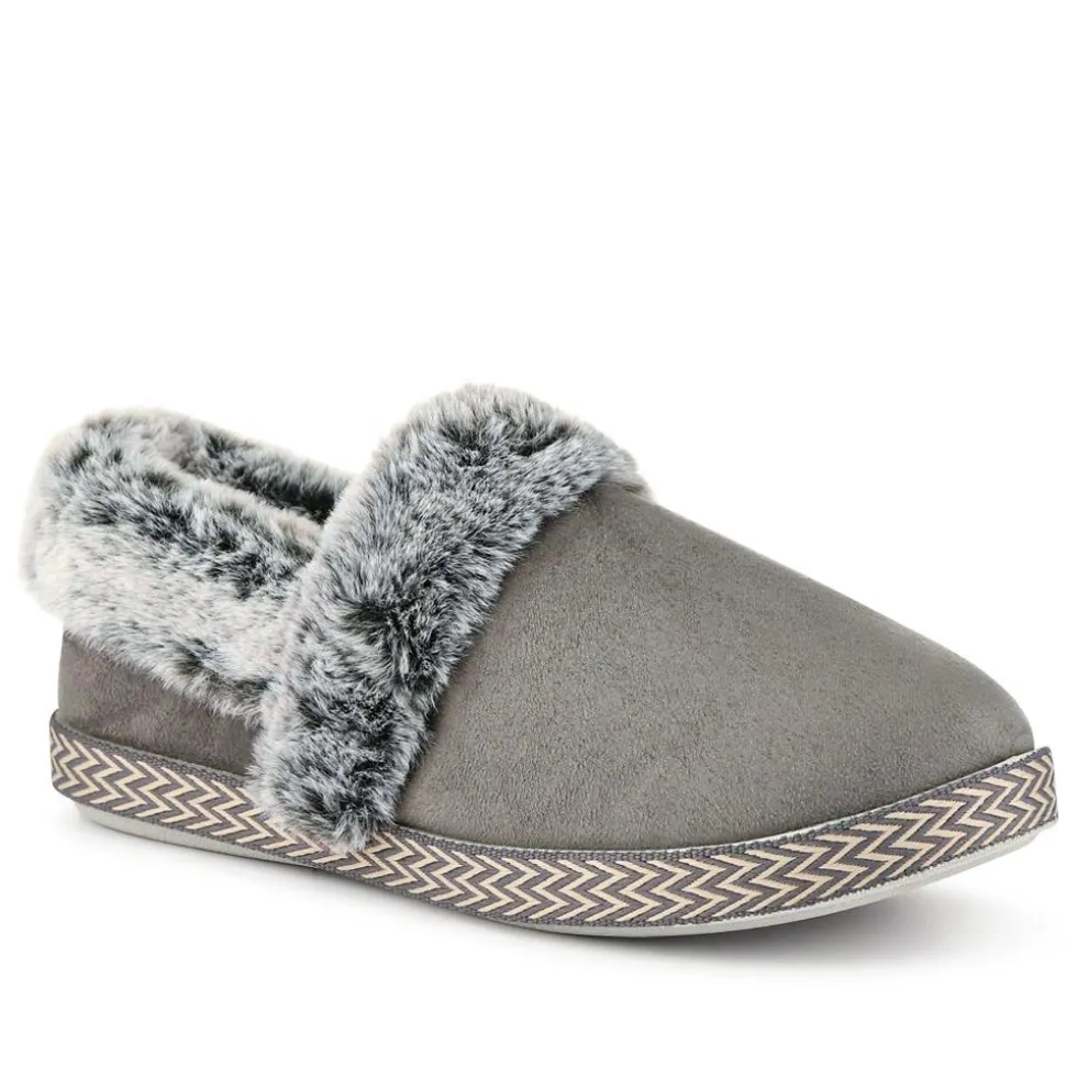 Warm-Lined Memory Foam Slippers - Grey