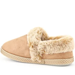 Warm-Lined Memory Foam Slippers - Taupe