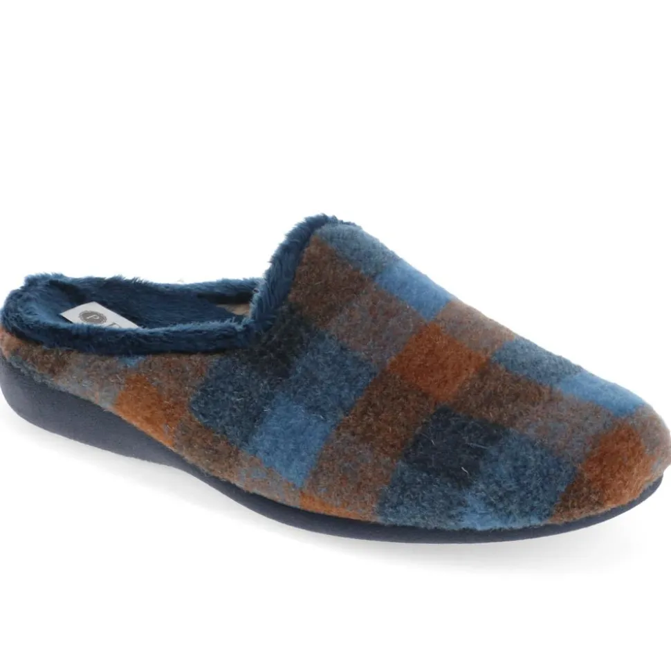 Warm-Lined Mule Slippers - Navy
