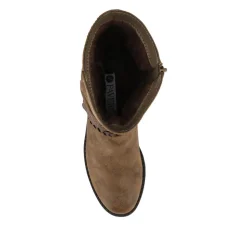 Warm Lined Strapped Upper Calf Length Boots - Taupe