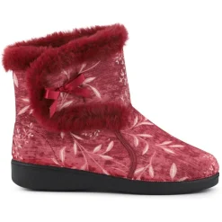 Warm-Lined Touch-Fasten Slippers - Burgundy