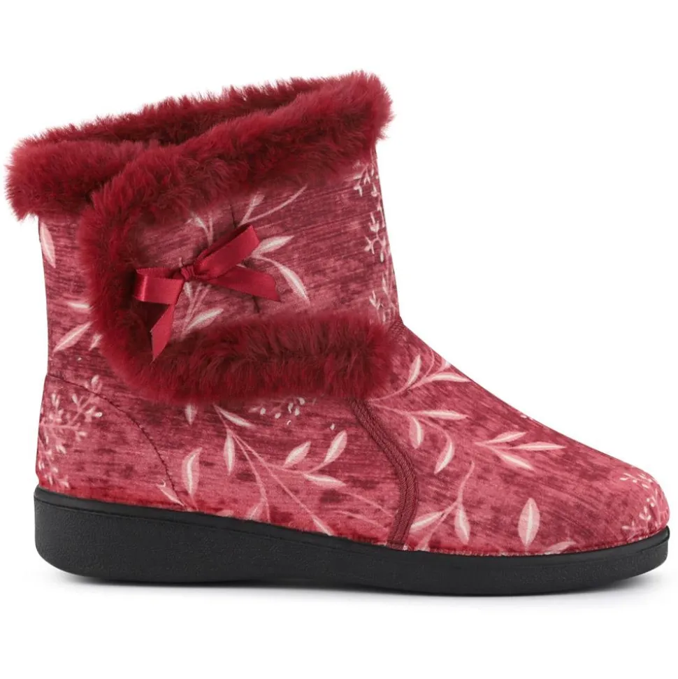 Warm-Lined Touch-Fasten Slippers - Burgundy