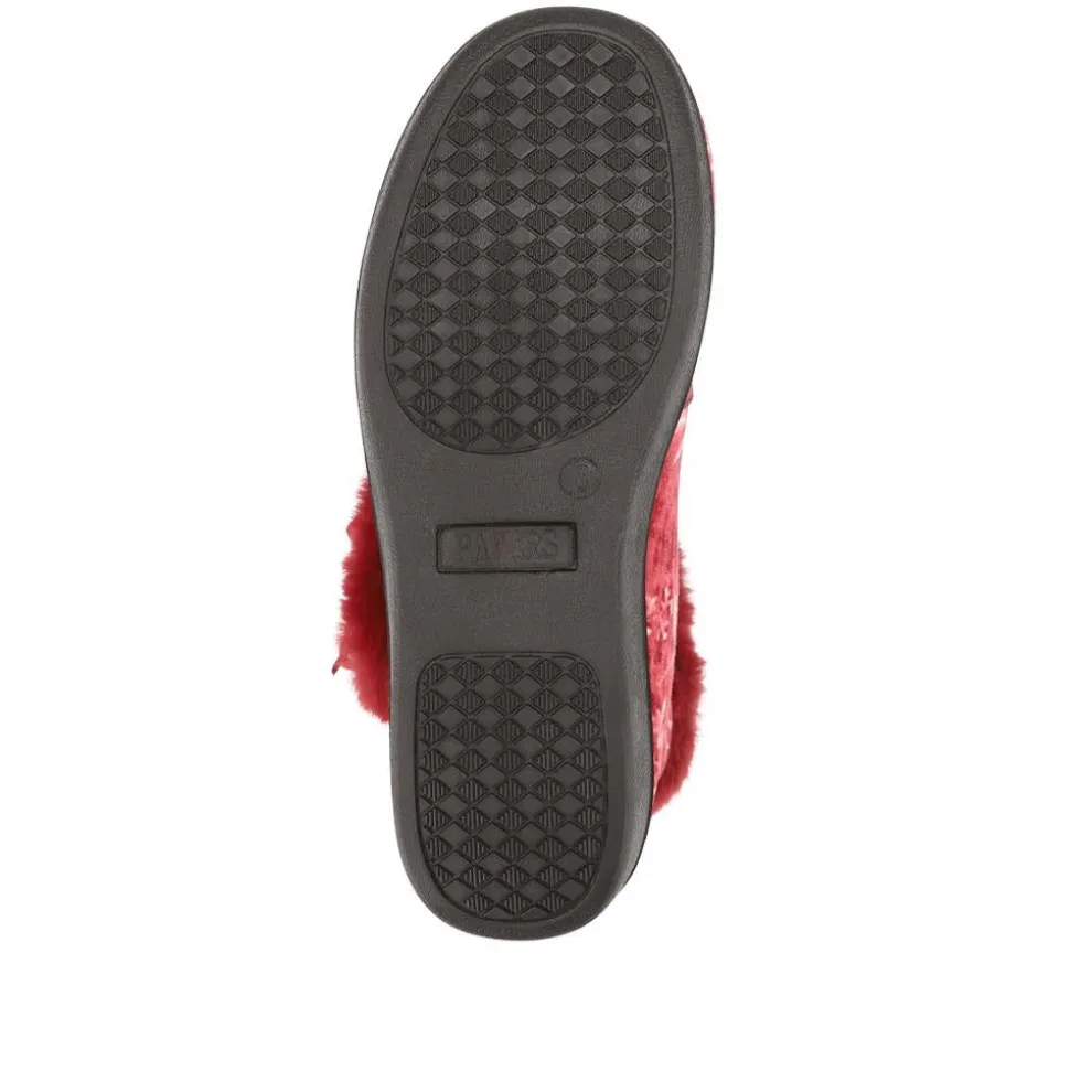 Warm-Lined Touch-Fasten Slippers - Burgundy