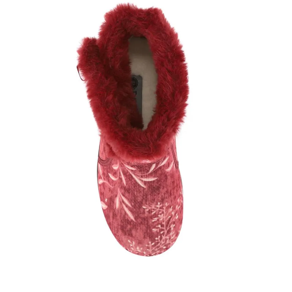 Warm-Lined Touch-Fasten Slippers - Burgundy