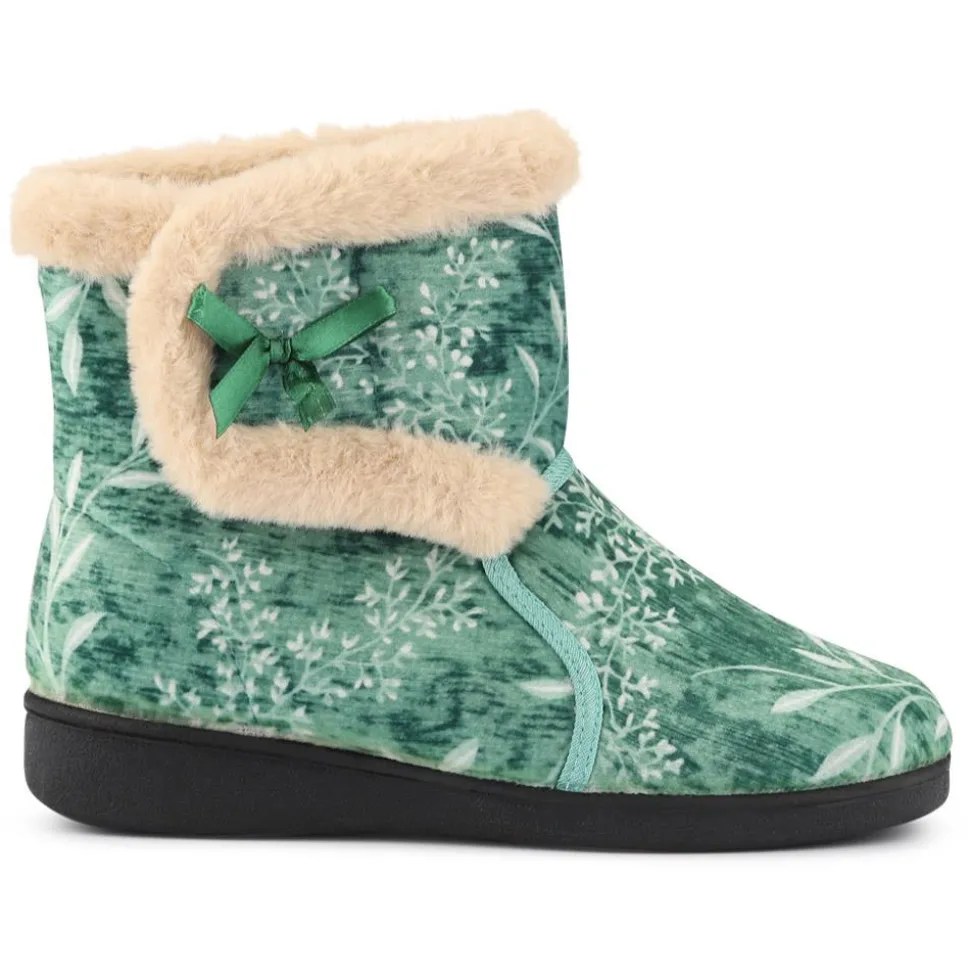 Warm-Lined Touch-Fasten Slippers - Green