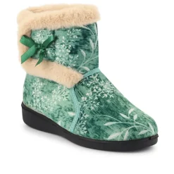 Warm-Lined Touch-Fasten Slippers - Green