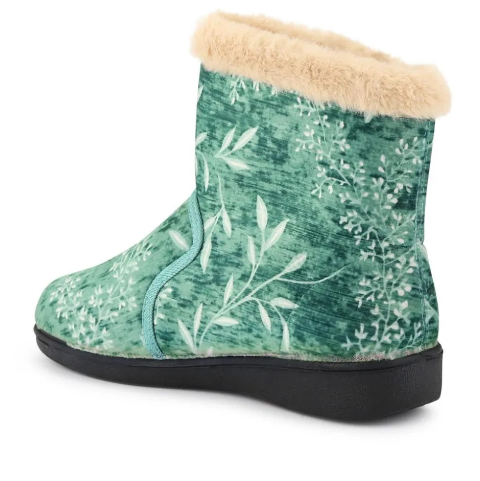 Warm-Lined Touch-Fasten Slippers - Green