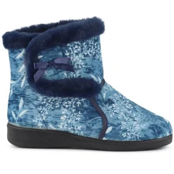 Warm-Lined Touch-Fasten Slippers - Navy
