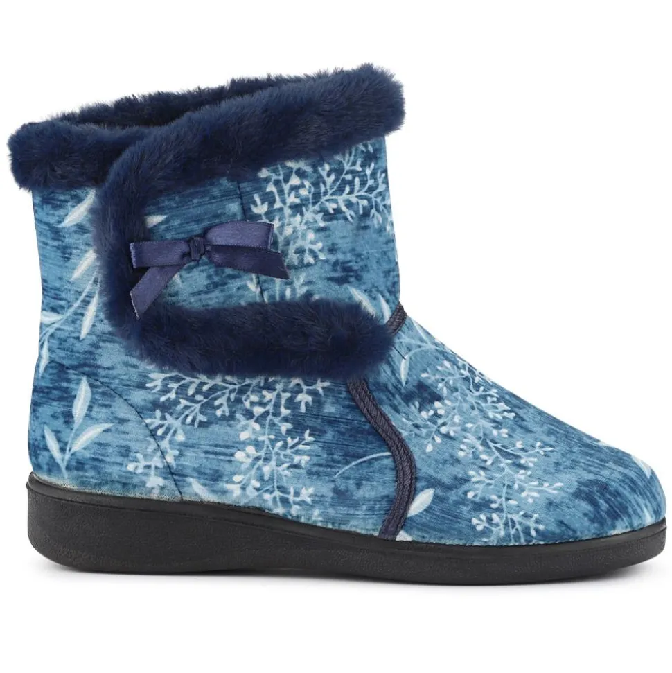 Warm-Lined Touch-Fasten Slippers - Navy