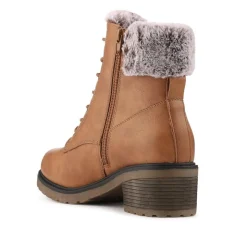 Warm Lined Zip Up Casual Boots - Tan