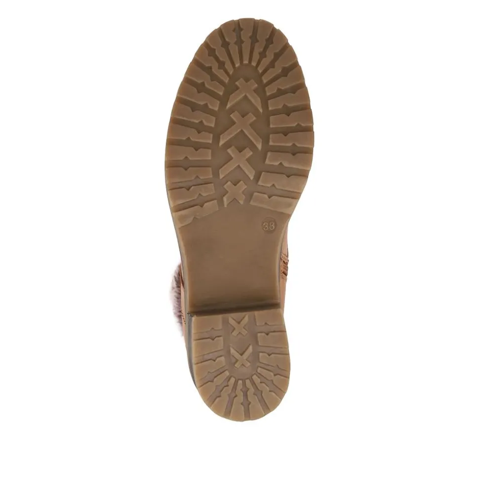 Warm Lined Zip Up Casual Boots - Tan