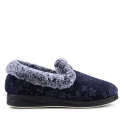 Warm Memory Foam Velour Slippers - Navy