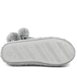 Warm Soft PomPom Slipper Boots - Grey-Silver