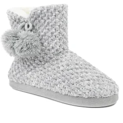 Warm Soft PomPom Slipper Boots - Grey-Silver