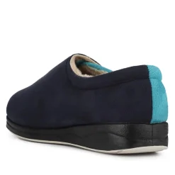 Warm Touch-Fasten Slippers - Navy