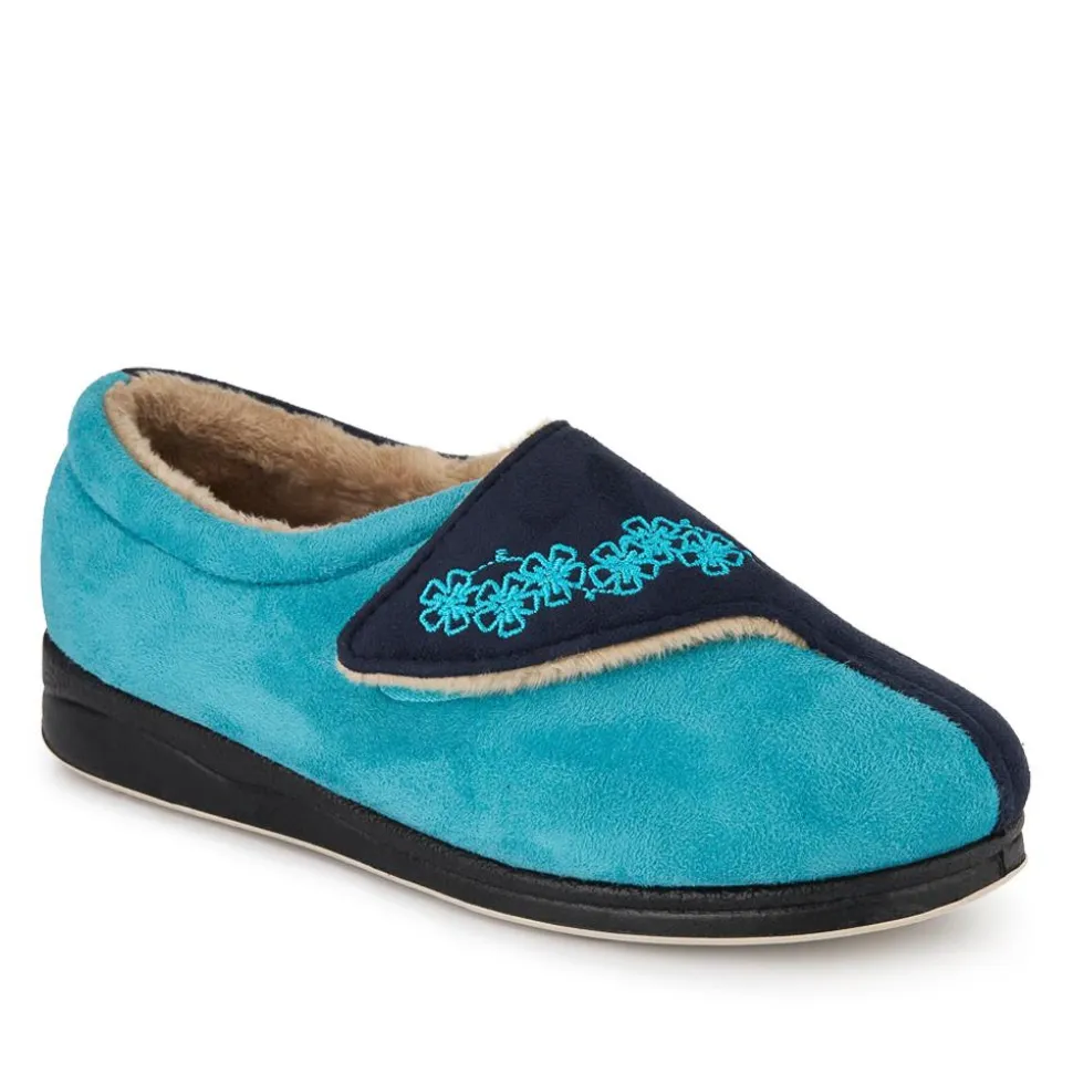 Warm Touch-Fasten Slippers - Navy