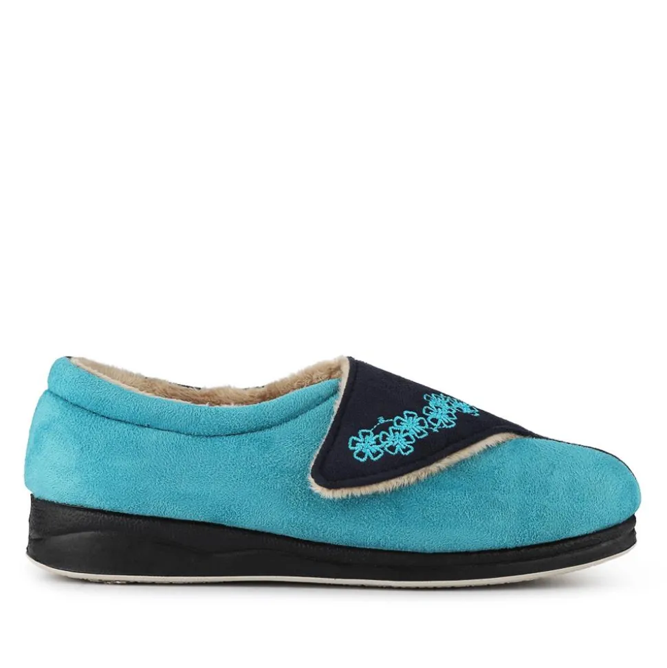 Warm Touch-Fasten Slippers - Navy
