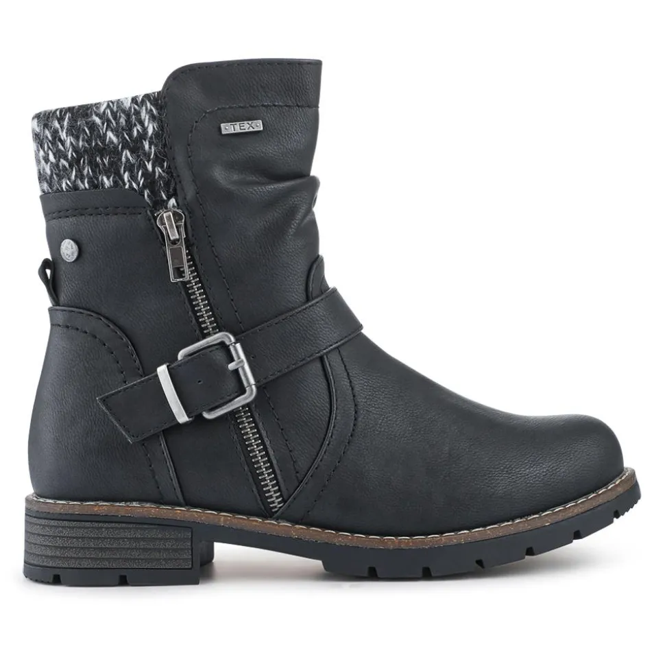 Water-Resistant Biker Boots - Black