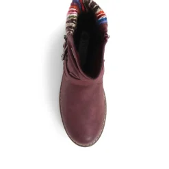 Water-Resistant Biker Boots - Burgundy
