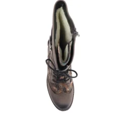 Water-Resistant Lace-Up Long Boots - Floral