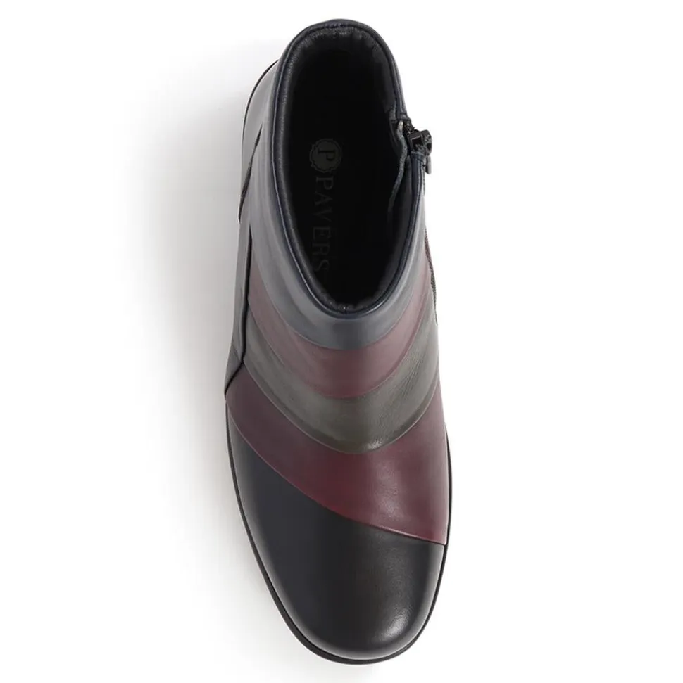 Wedged-Heel Ankle Boots - Black Multi