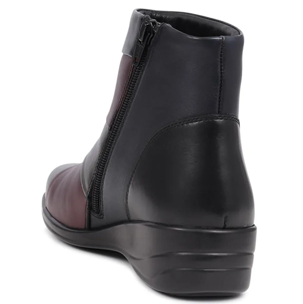 Wedged-Heel Ankle Boots - Black Multi