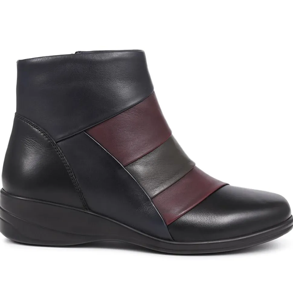 Wedged-Heel Ankle Boots - Black Multi