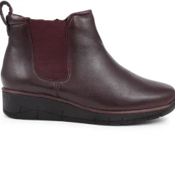 Wedge Heel Ankle Boots - Burgundy