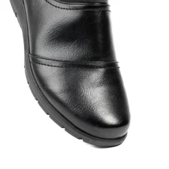 Wedge Heel Casual Zip Up Ankle Boots - Black