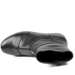 Wedge Heel Casual Zip Up Ankle Boots - Black