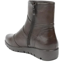 Wedge Heel Casual Zip Up Ankle Boots - Brown