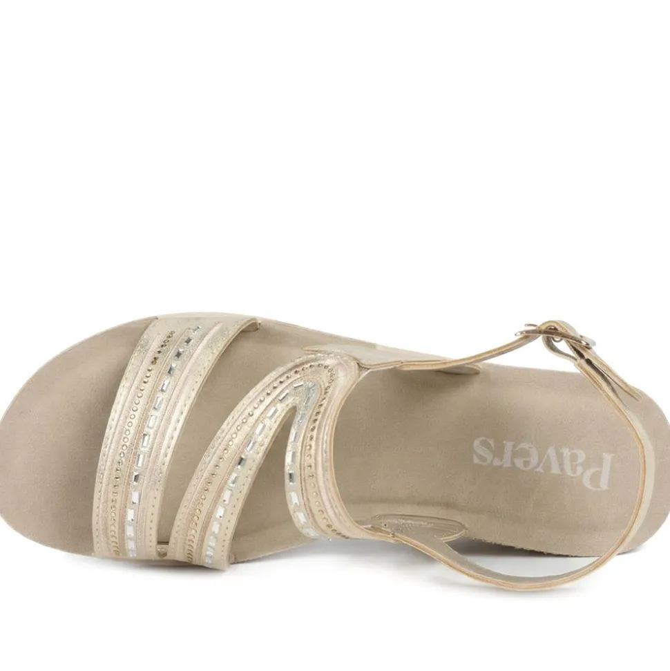 Wedge Heeled Buckle Fasten Sandals - Gold