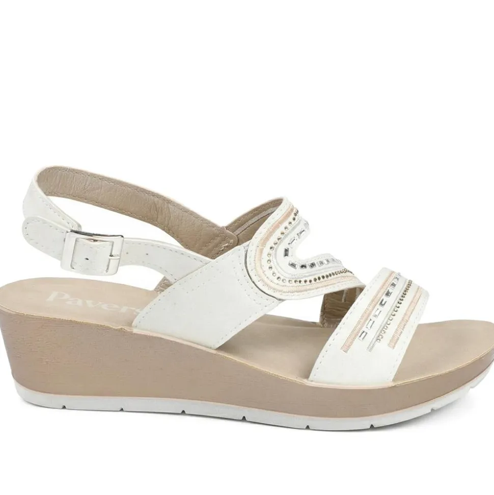 Wedge Heeled Buckle Fasten Sandals - White