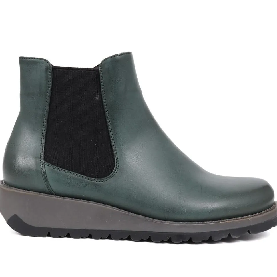 Wedge-Heeled Chelsea Boots - Green
