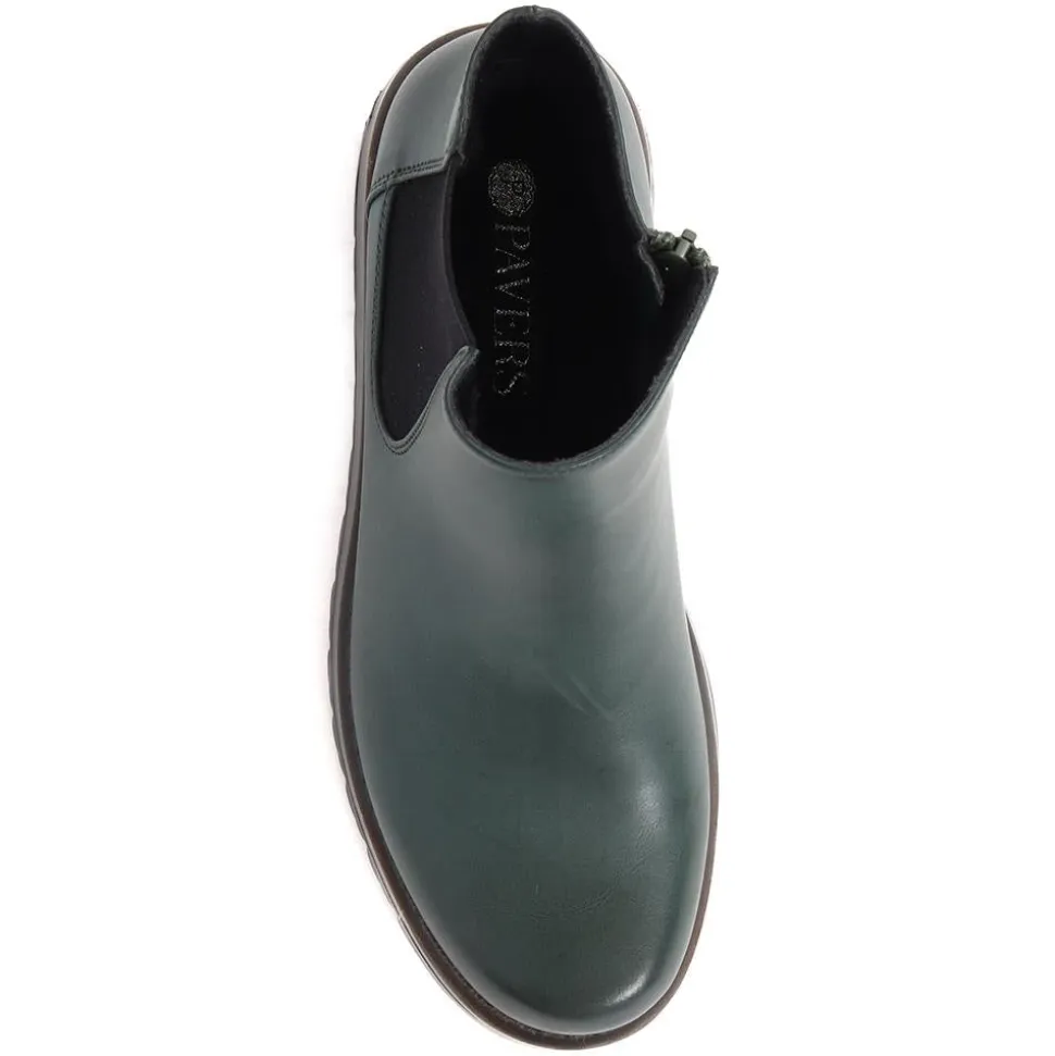 Wedge-Heeled Chelsea Boots - Green