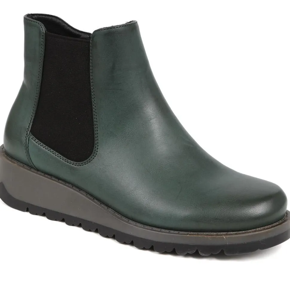 Wedge-Heeled Chelsea Boots - Green