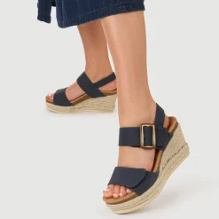 Wedge-Heeled Espadrilles - Navy