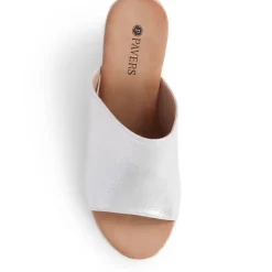 Wedge Heeled Mule Espadrilles - Silver Shimmer