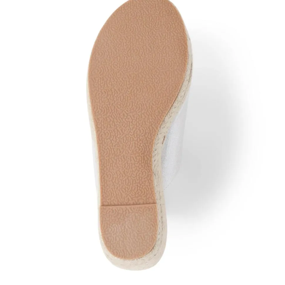 Wedge Heeled Mule Espadrilles - Silver Shimmer