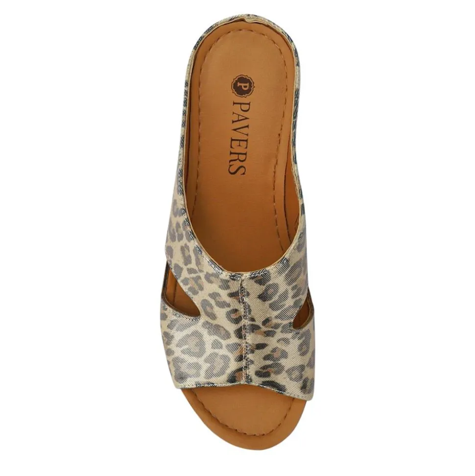 Wedge-Heeled Mules - Metallic Leopard