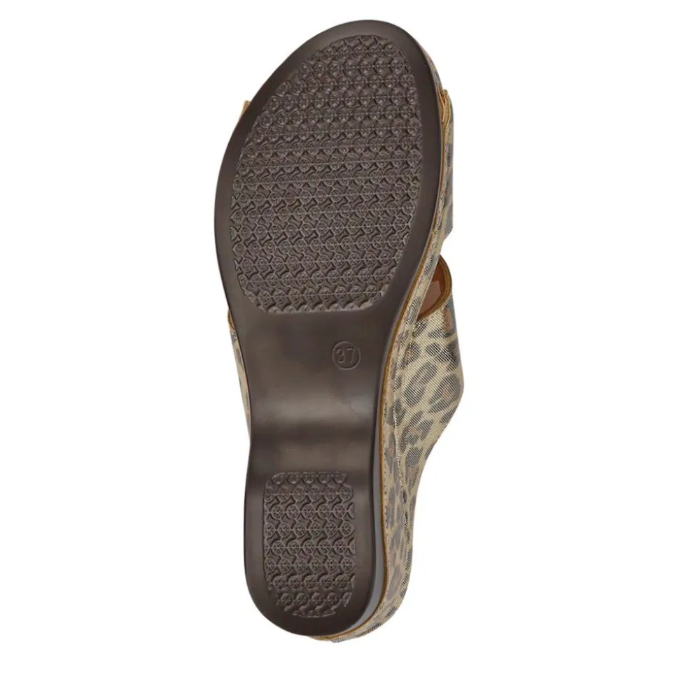 Wedge-Heeled Mules - Metallic Leopard