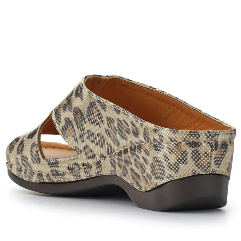 Wedge-Heeled Mules - Metallic Leopard