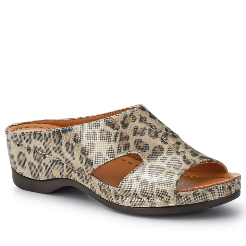 Wedge-Heeled Mules - Metallic Leopard