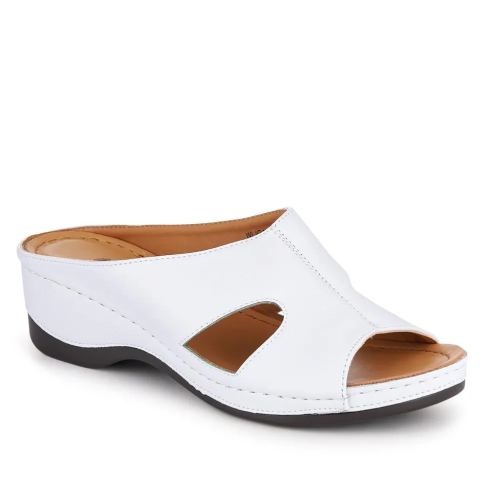 Wedge-Heeled Mules - White