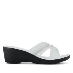 Wedge-Heeled Mules - White