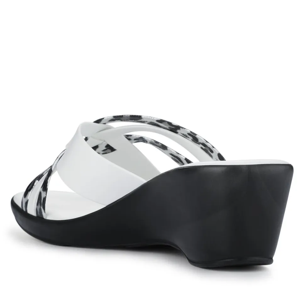Wedge-Heeled Mules - White Leopard