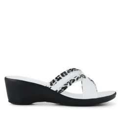 Wedge-Heeled Mules - White Leopard