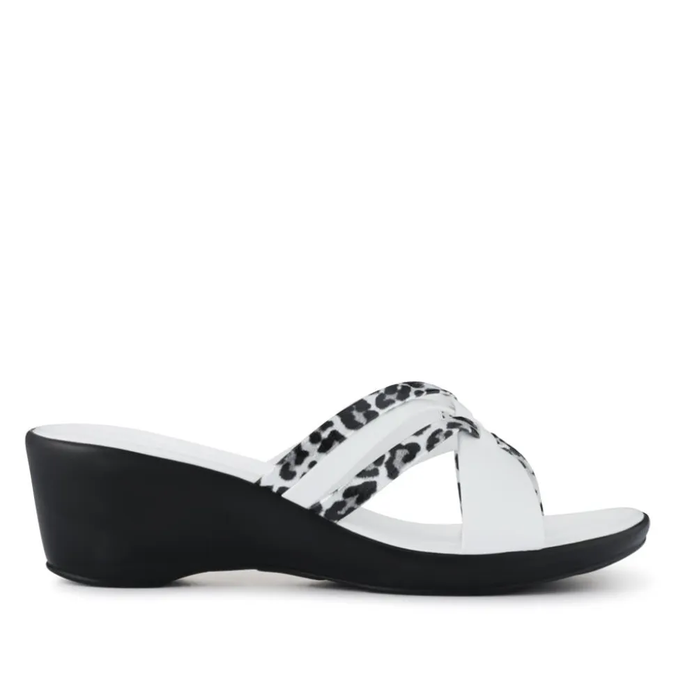 Wedge-Heeled Mules - White Leopard