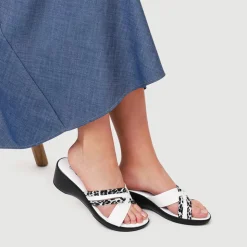 Wedge-Heeled Mules - White Leopard