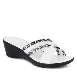 Wedge-Heeled Mules - White Leopard